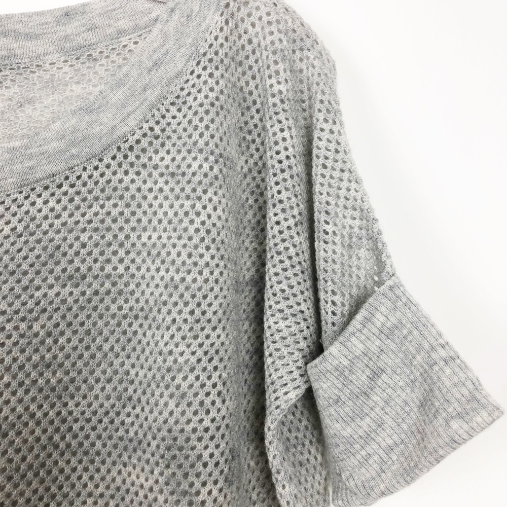 ❤️SOLD❤️ James Perse Wool Cashmere Mesh Open Knit Sweater S/Sleeve Gray Size 1 - Picture 4 of 5